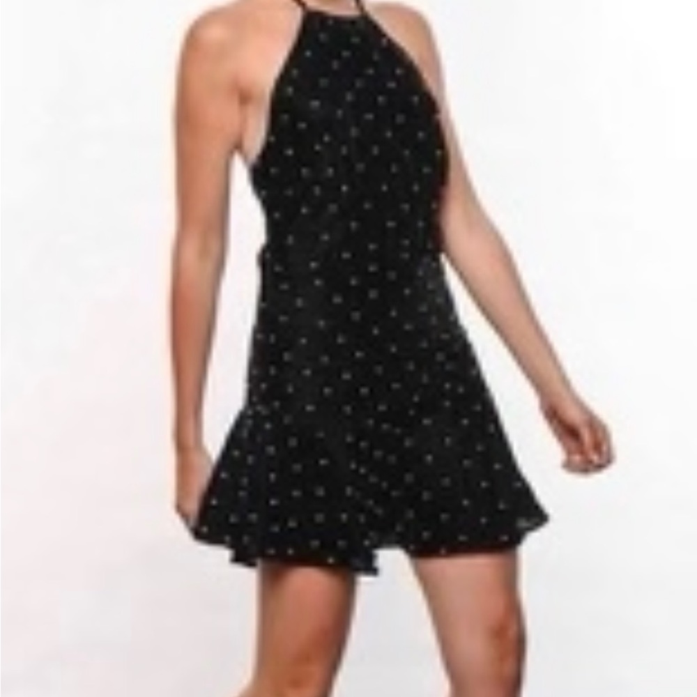 Karina Grimaldi size xs black velvet mini dress with rhinestone embellishment. - Picture 2 of 2